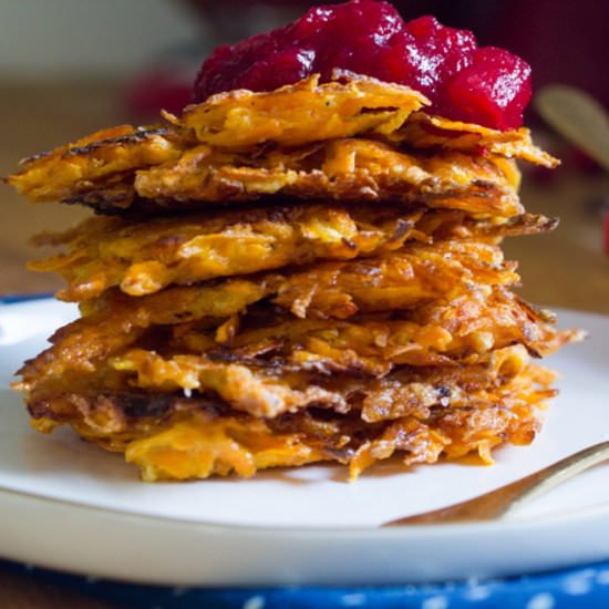 Sweet Potato Latkes - Recipe photo by WhatJewWannaEat