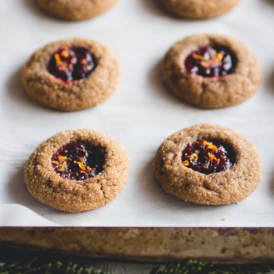 Cranberry Gingerbread Thumbprints - Recipe photo by butterlustblog