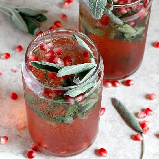 Pomegranate Ginger-Sage Smash - Recipe photo by fabtastic eats