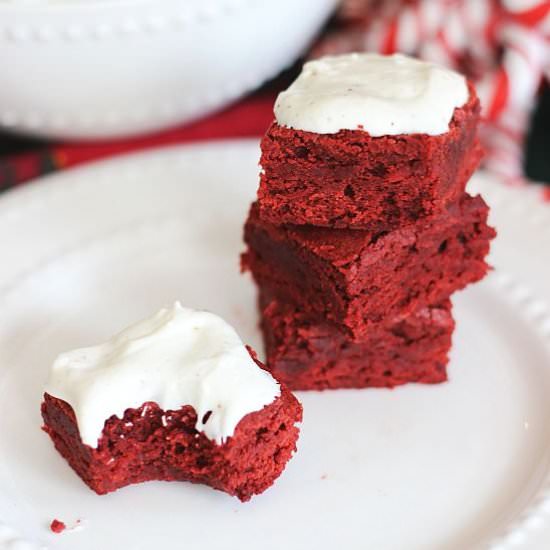 Brown Butter Red Velvet Brownies - Recipe photo by thegoldlininggirl