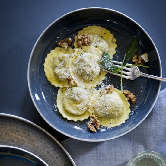 Ravioli with sage & nutmeg butter - Recipe photo by AFeastForTheEyes