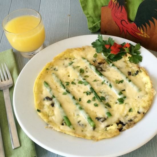 Aspargus, Mushroom & Gouda Omelet - Recipe photo by A Little Claireification