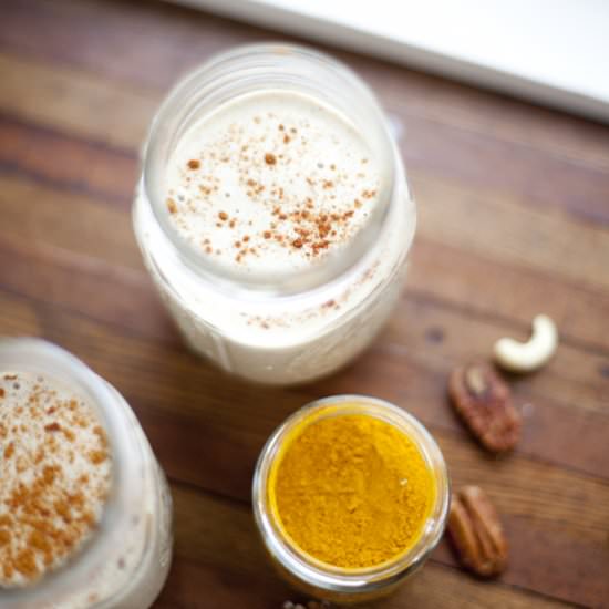 Vegan Eggnog Smoothie - Recipe photo by OurFourForks