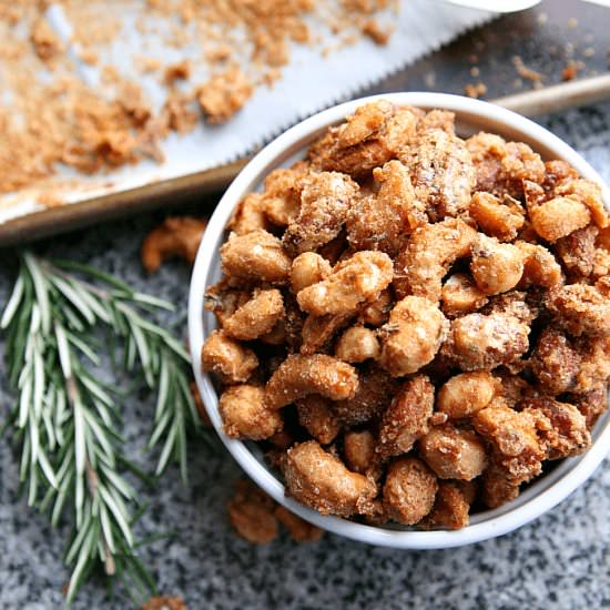 Candied rosemary nuts - Recipe photo by Amy in the Kitchen