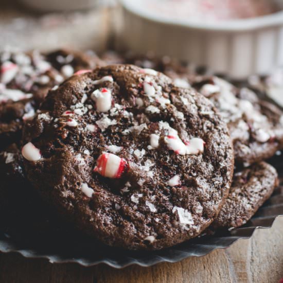 Caramel Peppermint Brownie Cookies - Recipe photo by butterlustblog