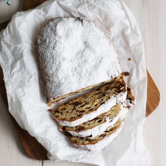 German Christstollen with Nuts - Recipe photo by baketotheroots