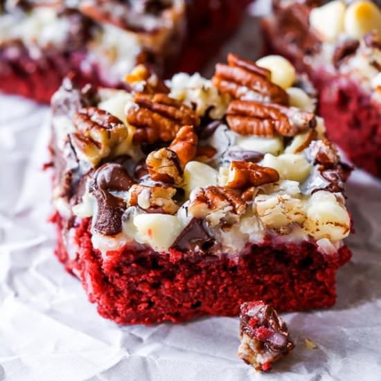 Red Velvet 7 Layer Bars - Recipe photo by sallysbakingaddiction