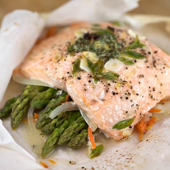 Salmon en Papillote with Vegetables - Recipe photo by Jessica Gavin