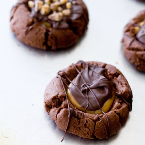 Chocolate Caramel Thumbprint Cookie - Recipe photo by a latte food