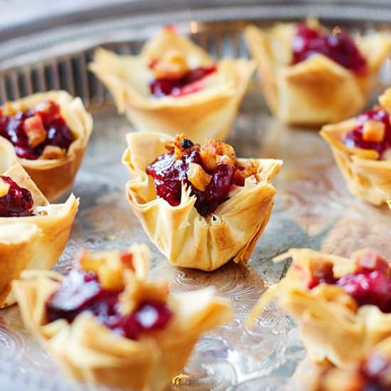 Brie and Cranberry Phyllo Bites - Recipe photo by cookingforkeeps