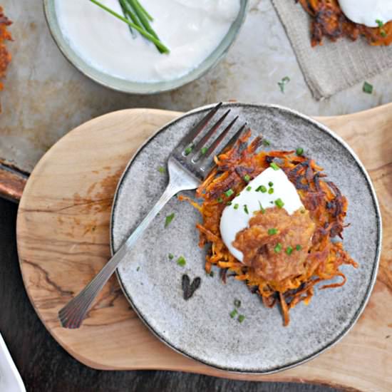 Two-Potato Latkes - Recipe photo by thepigandquill