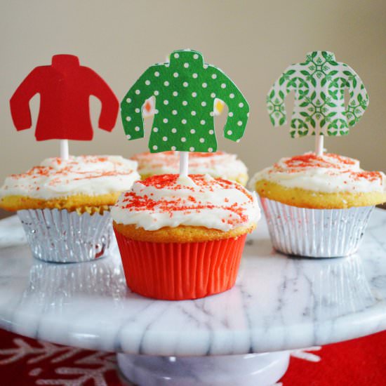 Ugly Sweater Eggnog Cupcakes - Recipe photo by jeanieandluluskitchen