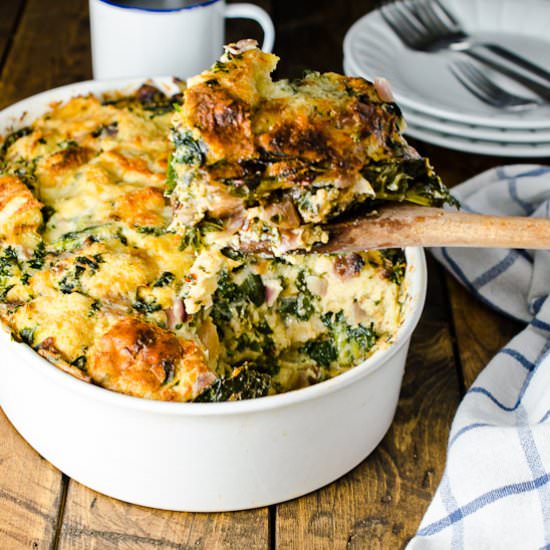 Gruyère White Cheddar & Kale Strata - Recipe photo by The Endless Meal
