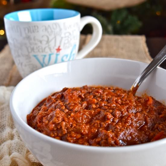 No-Bean Chili - Recipe photo by youreananimal
