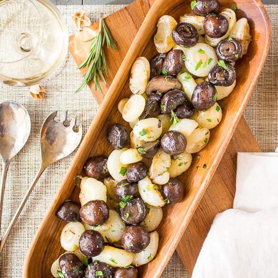 Roasted 'Shrooms & Cipollini Onions - Recipe photo by No Spoon Necessary