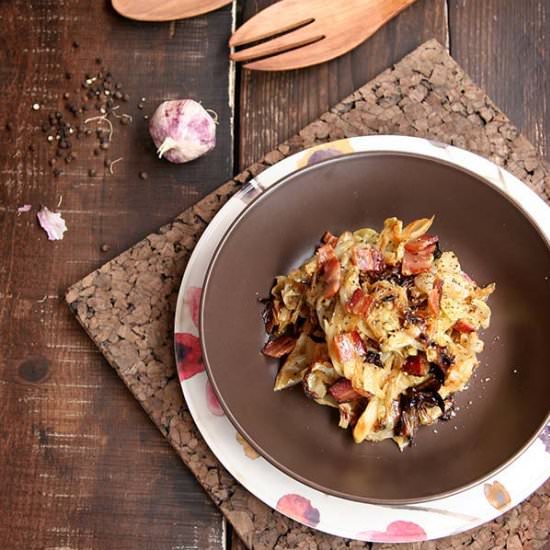 Roasted Cabbage Carbonara - Recipe photo by thenourishedcaveman