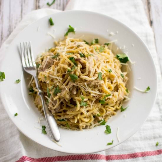 Crockpot Simple Chicken Spaghetti - Recipe photo by slowcookergourmet