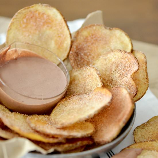 Churro Chips with Mexican Chocolate - Recipe photo by NibblesNFeasts