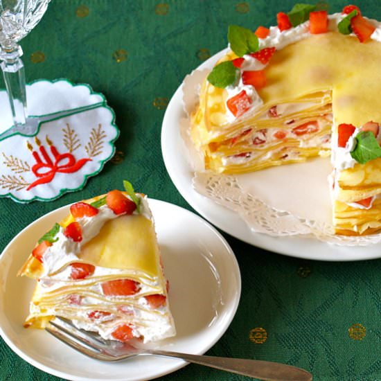Christmas Strawberry Mille Crêpe - Recipe photo by ochikeron