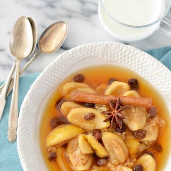 Guavas in Raisin & Piloncillo Syrup - Recipe photo by NibblesNFeasts