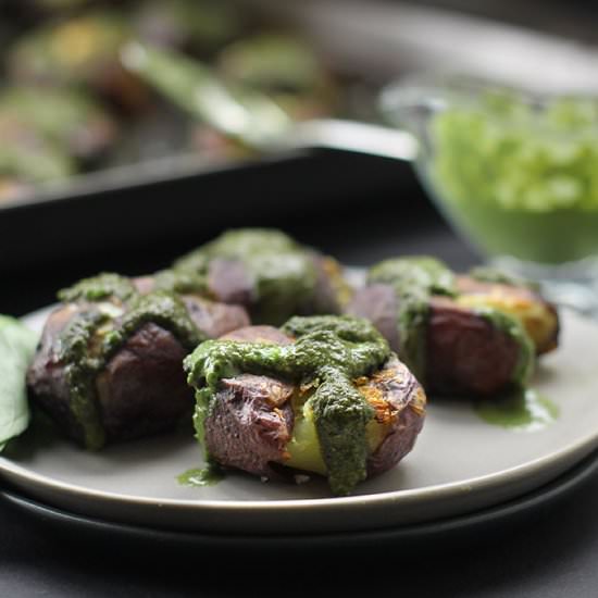 Pesto Smashed Potatoes - Recipe photo by TheHealthyMaven