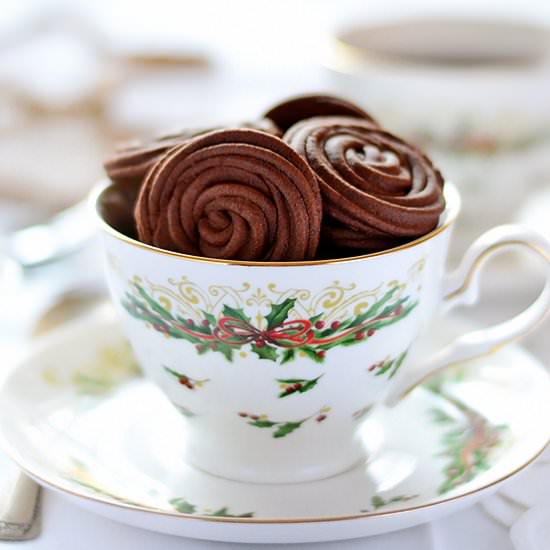 Espresso Rose Spritz Cookies - Recipe photo by Kitchen Nostalgia