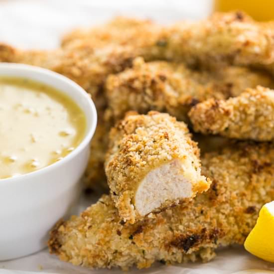 Baked Breaded Chicken Strips - Recipe photo by NatashasKitchen.com
