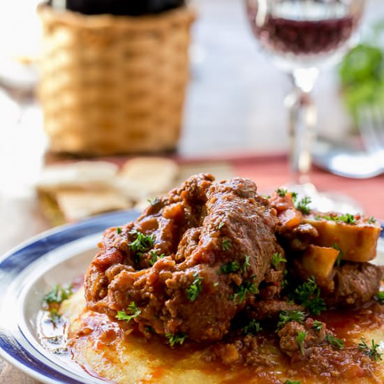 Osso Bucco in Red Wine with Polenta - Recipe photo by Cafe Delites