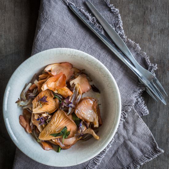 Pink Oyster Mushrooms - Recipe photo by Food with a View