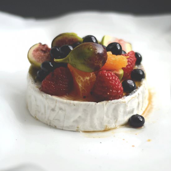 Baked Brie with Fruits and Syrup - Recipe photo by notacurry.com