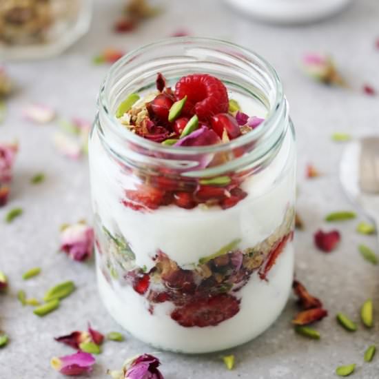 Rose & Pistachio Breakfast Parfait - Recipe photo by Beela