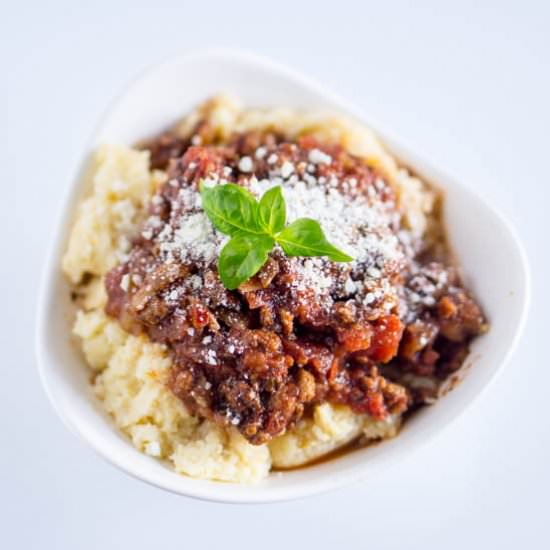 Easy Ragu and Polenta (vegetarian) - Recipe photo by The Salty Tomato LC
