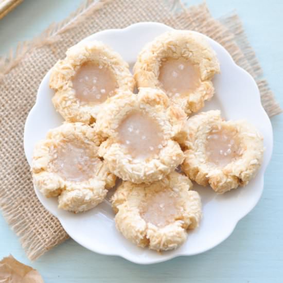 Salted Caramel Thumbprint Cookies - Recipe photo by mypurplespoon