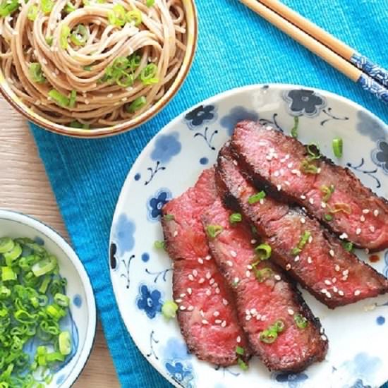 Miso Marinated Flat Iron Steak - Recipe photo by slapyodaddybbq