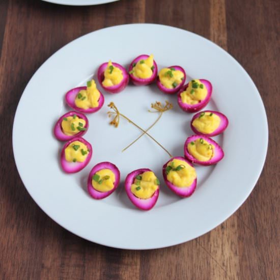 Beetroot Deviled Eggs - Recipe photo by figsandpigs