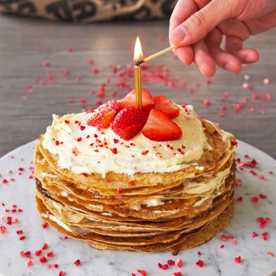 Strawberries and Cream Crepe Cake - Recipe photo by theworktop