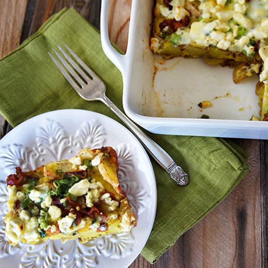 Potato Frittata w Feta & Scallions - Recipe photo by Unruly Bliss