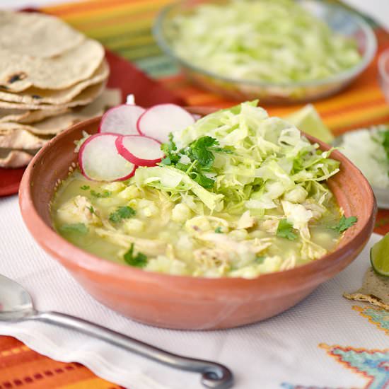 Green Pozole with Chicken - Recipe photo by NibblesNFeasts
