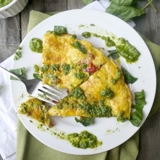 Sun-Dried Tomato Frittata w/ Pesto - Recipe photo by healthyrecipeecstasy