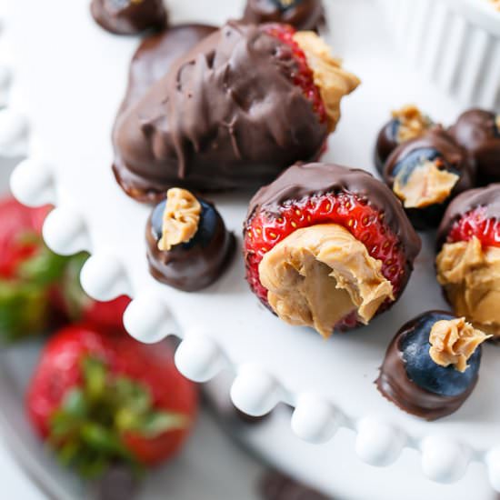 PB Stuffed Chocolate Covered Berries - Recipe photo by Cafe Delites
