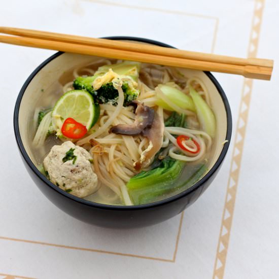 Thai-Style Pork Ball Noodles - Recipe photo by FancyAssFood