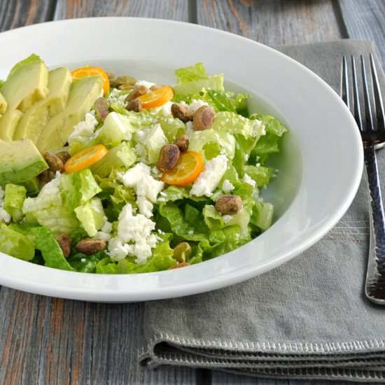 Kumquat Avocado and Pistachio Salad - Recipe photo by PinchandSwirl