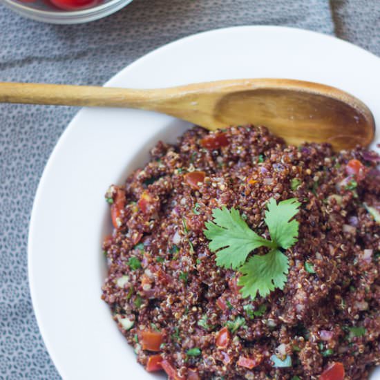 Salsa Fresca Red Quinoa Salad - Recipe photo by Prepgreen