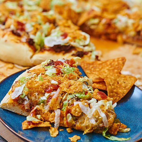 Taco Pizza w/ Homemade Pizza Dough - Recipe photo by showmetheyummy