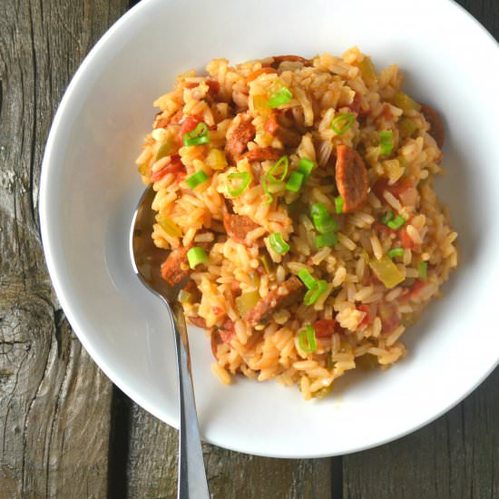 Skinny Chicken Andouille Jambalaya - Recipe photo by DelishDlites