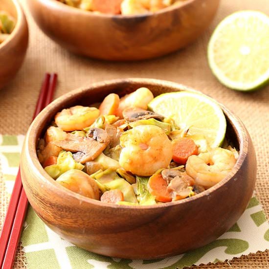 Thai Shrimp with Cabbage "Noodles" - Recipe photo by chocolatemoosey
