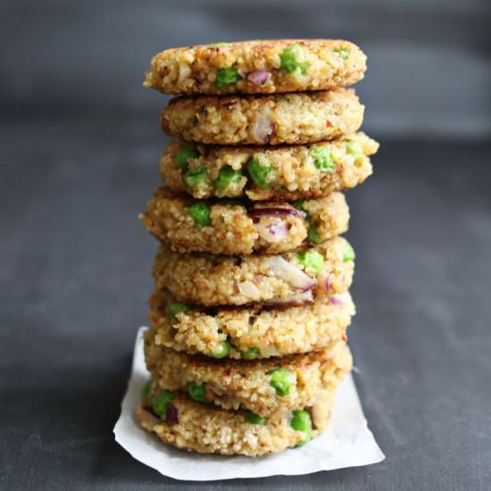 Peas + Pesto Quinoa Patties - Recipe photo by abeautifulmessblog