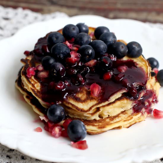 Pomegranate & Blueberry Pancakes - Recipe photo by HedgeComber