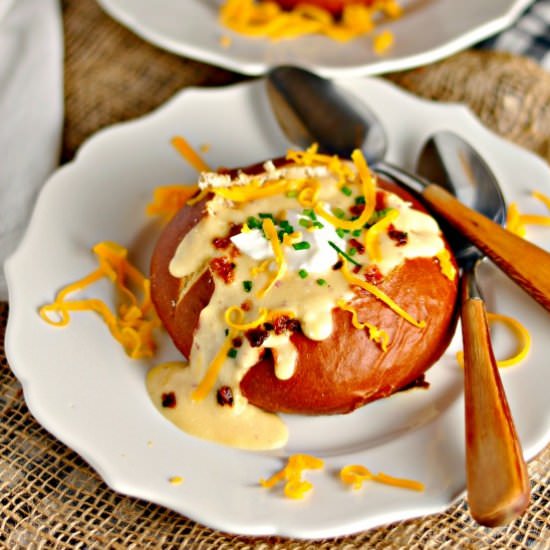 Best Potato Cheese Soup in a Bread - Recipe photo by loavesanddishes