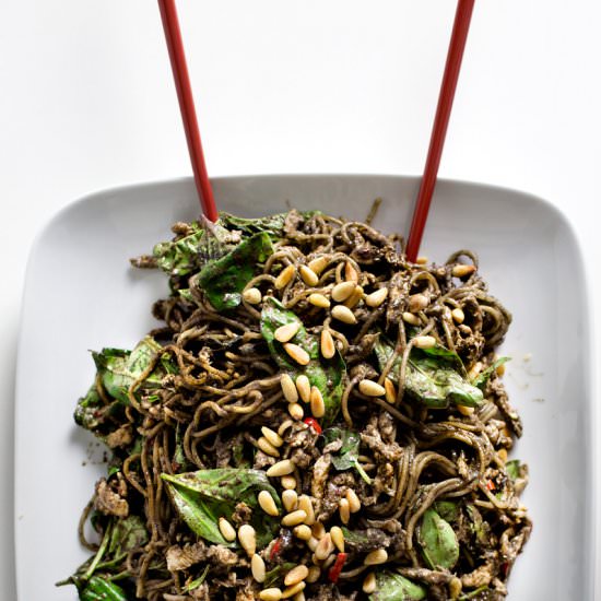 Black Sesame Chicken Noodle Salad - Recipe photo by Mandy Lee @ Lady and Pups